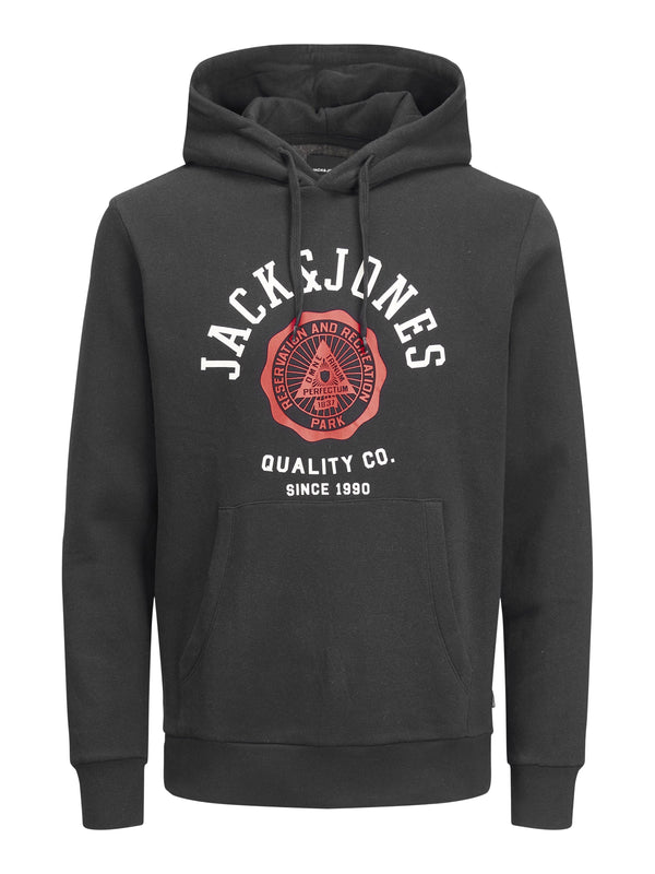 Jack & Jones JJELOGO Hoody -BLACK - Borderland Muff