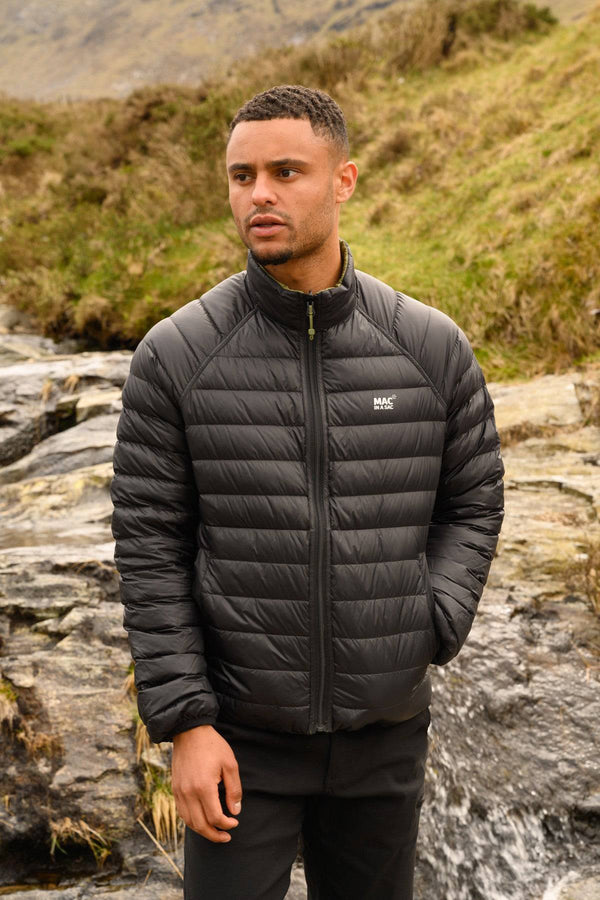 Mac in a Sac Mens Polar Reversible Jacket -KHAKI/BLACK - Borderland Muff