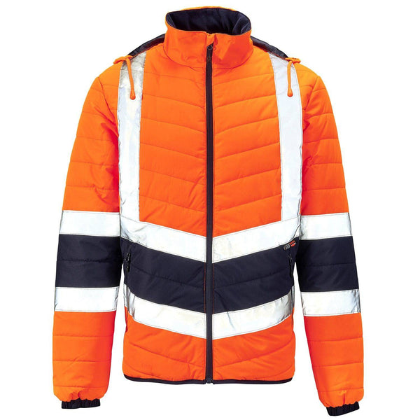 Supertouch 2 Tone Hi Vis Puffer Jacket-HIVIZ ORANVY - Borderland Muff