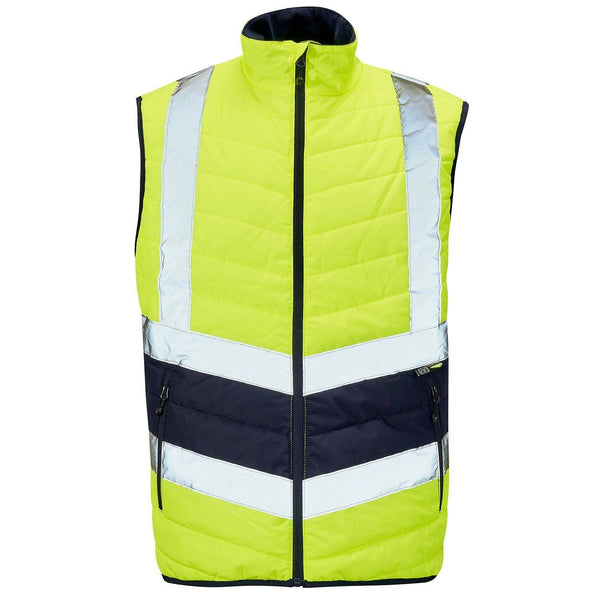 Supertouch 2 Tone Hi Vis Puffer Bodywarmer-HIVIZ YELNVY - Borderland Muff