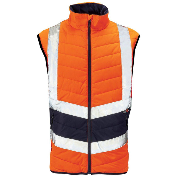 Supertouch 2 Tone Hi Vis Puffer Bodywarmer-HIVIZ ORANVY - Borderland Muff