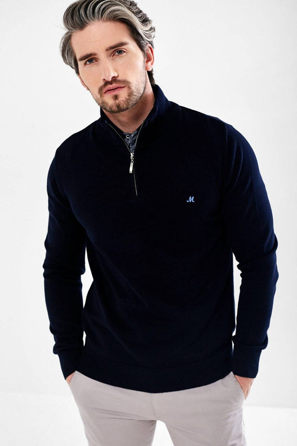 Mineral ALTIS Half Zip Sweatshirt-NAVY - Borderland Muff