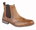 Roamers M143 Brogue Leather Slip on-TAN - Borderland Muff