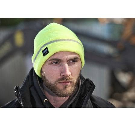 Tuff Stuff Mens Reflective Yellow Work Hi Vis Beanie - Borderland Muff