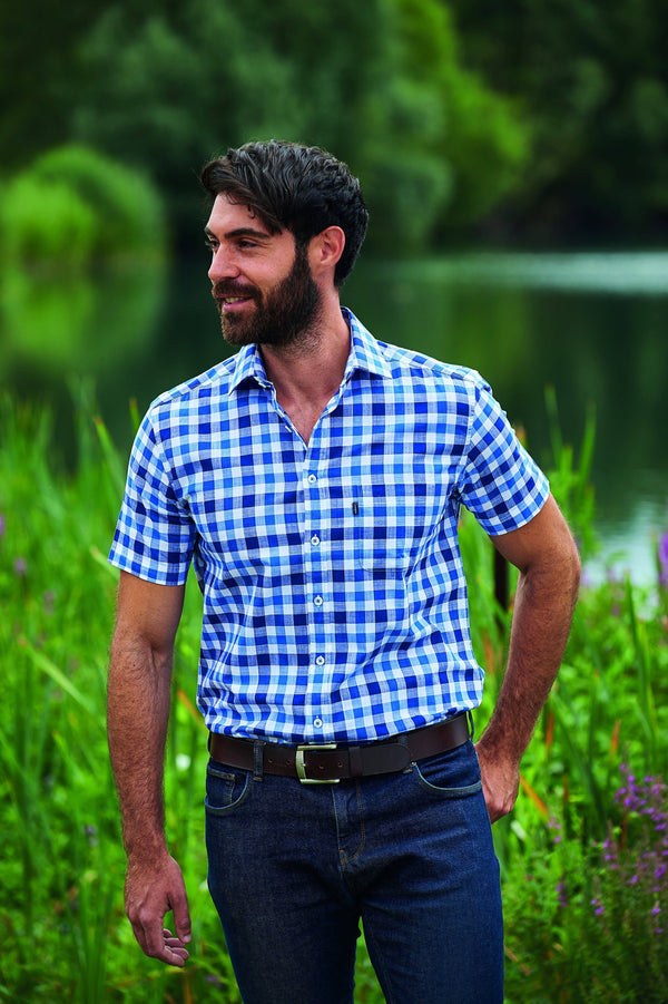 Champion Holkham Short Sleeve Shirt-BLUE - Borderland Muff