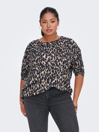 Only Carmakoma Caralba 3/4 Curvy Top-TAUPE - Borderland Muff