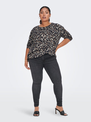Only Carmakoma Caralba 3/4 Curvy Top-TAUPE - Borderland Muff