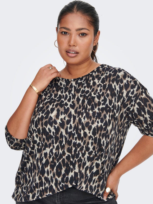 Only Carmakoma Caralba 3/4 Curvy Top-TAUPE - Borderland Muff