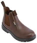 Fort Nelson FF103 Slip On Leather Safety Boot-BROWN - Borderland Muff