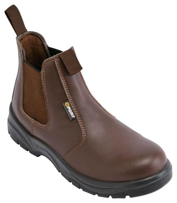 Fort Nelson FF103 Slip On Leather Safety Boot-BROWN - Borderland Muff