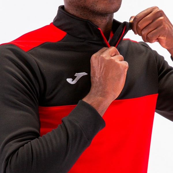 JOMA Mens Winner II 2 Tone Half Zip Sweatshirt-RED BLACK - Borderland Muff