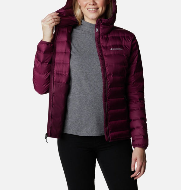 Columbia Ladies Lake 22 Short Hooded Down Jacket-BERRY - Borderland Muff