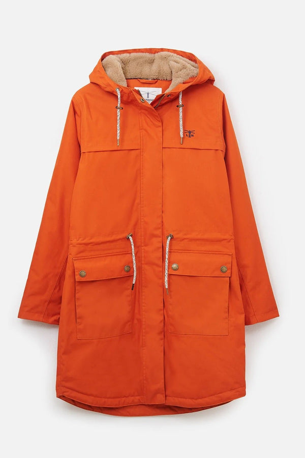 Lighthouse Isobel 3/4 Length Faux Fur Lined Waterproof Coat-BURNT ORANGE - Borderland Muff