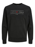 Jack & Jones JJFLAG Sweat Crew Neck-BLACK - Borderland Muff