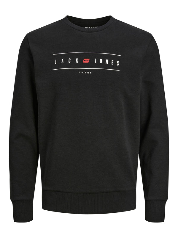 Jack & Jones JJFLAG Sweat Crew Neck-BLACK - Borderland Muff