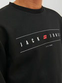 Jack & Jones JJFLAG Sweat Crew Neck-BLACK - Borderland Muff