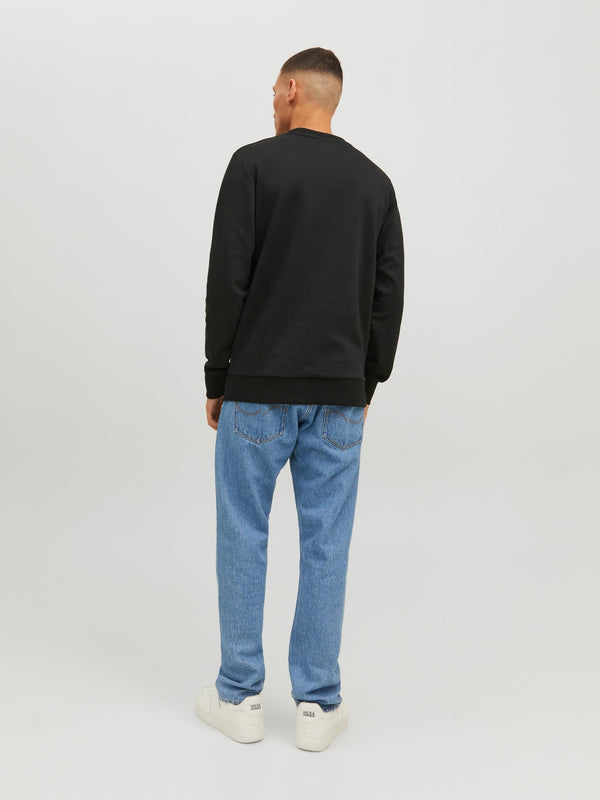 Jack & Jones JJFLAG Sweat Crew Neck-BLACK - Borderland Muff