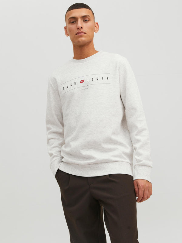 Jack & Jones JJFLAG Sweat Crew Neck-WHITE - Borderland Muff