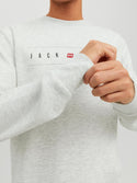 Jack & Jones JJFLAG Sweat Crew Neck-WHITE - Borderland Muff