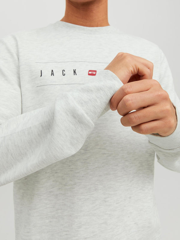 Jack & Jones JJFLAG Sweat Crew Neck-WHITE - Borderland Muff