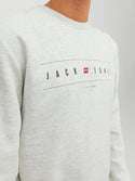 Jack & Jones JJFLAG Sweat Crew Neck-WHITE - Borderland Muff