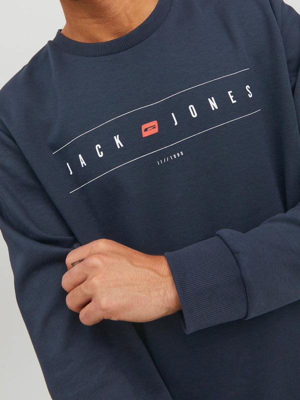 Jack & Jones JJFLAG Sweat Crew Neck-NAVY BLAZER - Borderland Muff