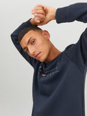Jack & Jones JJFLAG Sweat Crew Neck-NAVY BLAZER - Borderland Muff