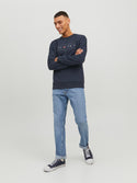 Jack & Jones JJFLAG Sweat Crew Neck-NAVY BLAZER - Borderland Muff