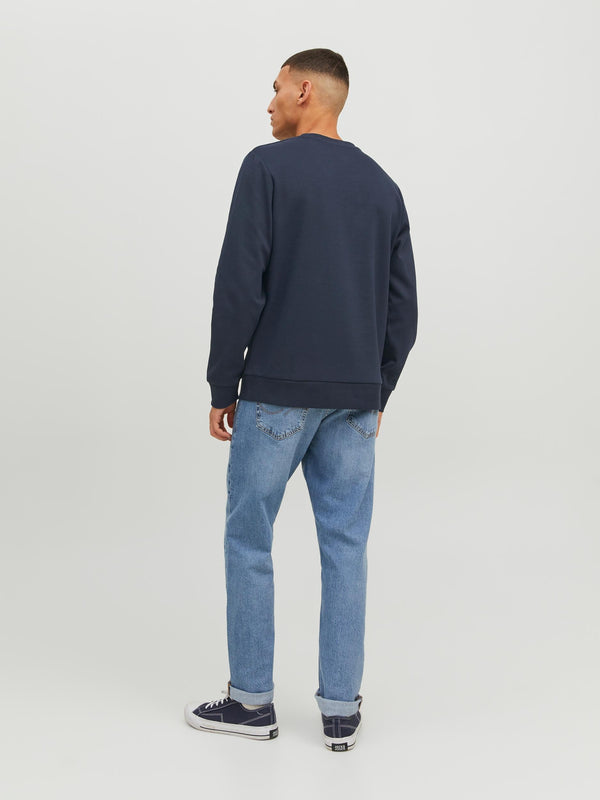 Jack & Jones JJFLAG Sweat Crew Neck-NAVY BLAZER - Borderland Muff