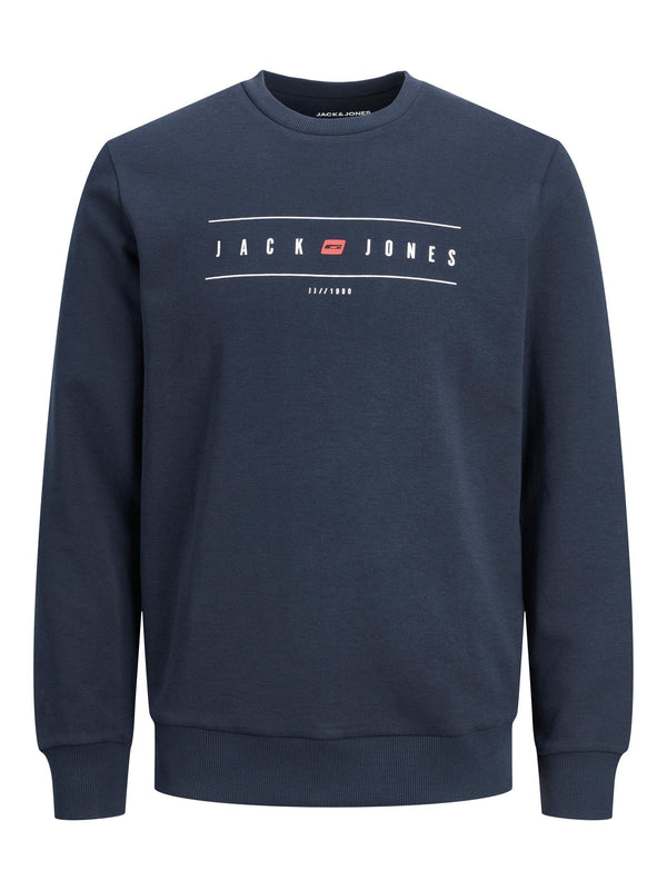 Jack & Jones JJFLAG Sweat Crew Neck-NAVY BLAZER - Borderland Muff