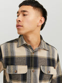 Jack & Jones JJDARREN Flannel Overshirt-MOONBEAM - Borderland Muff