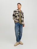 Jack & Jones JJDARREN Flannel Overshirt-MOONBEAM - Borderland Muff