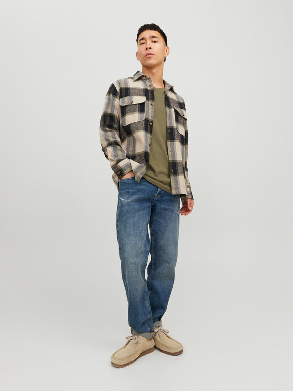 Jack & Jones JJDARREN Flannel Overshirt-MOONBEAM - Borderland Muff