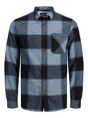 Jack & Jones Owen Long Sleeve Check Comfort Shirt-NAVY BLAZER - Borderland Muff