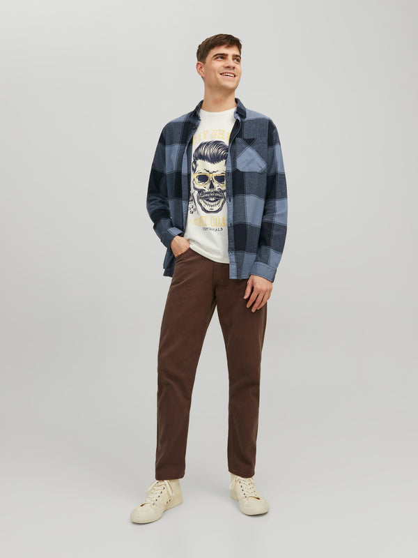 Jack & Jones Owen Long Sleeve Check Comfort Shirt-NAVY BLAZER - Borderland Muff