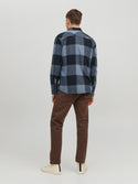 Jack & Jones Owen Long Sleeve Check Comfort Shirt-NAVY BLAZER - Borderland Muff