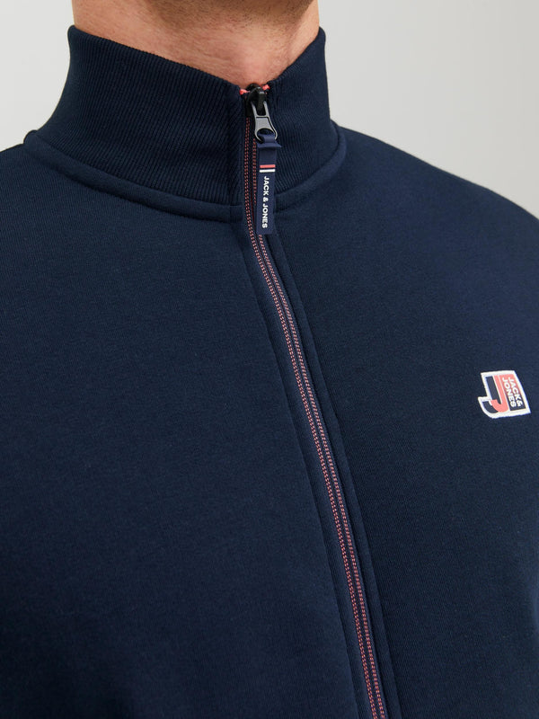 Jack & Jones Logan High Neck Full Zip Sweat-NAVY - Borderland Muff