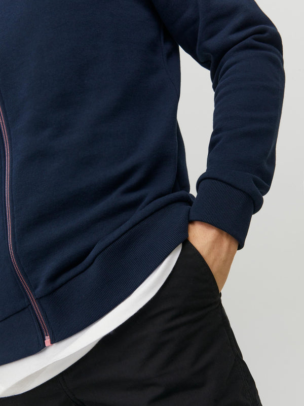 Jack & Jones Logan High Neck Full Zip Sweat-NAVY - Borderland Muff