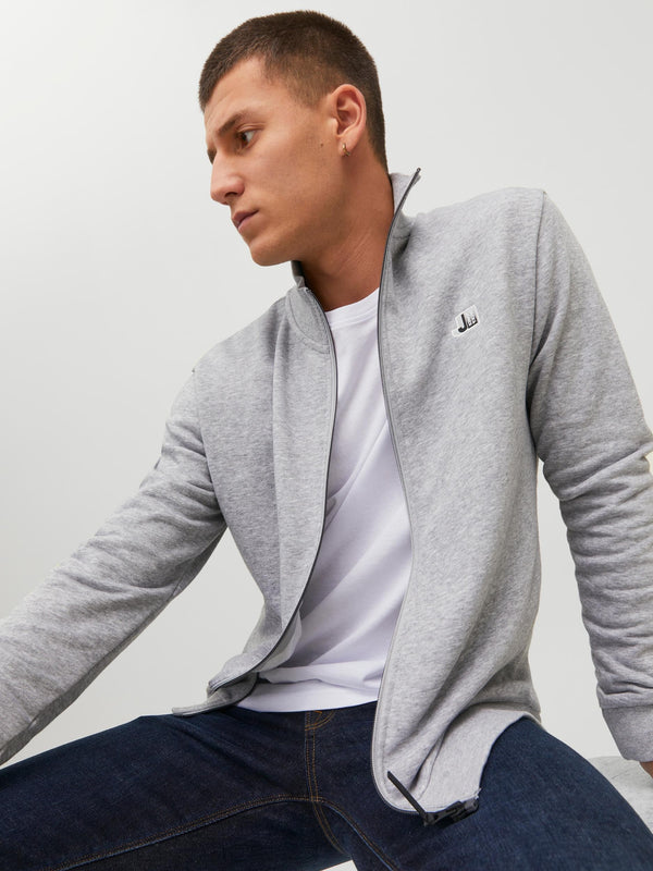 Jack & Jones Logan High Neck Full Zip Sweat-LIGHT GREY - Borderland Muff