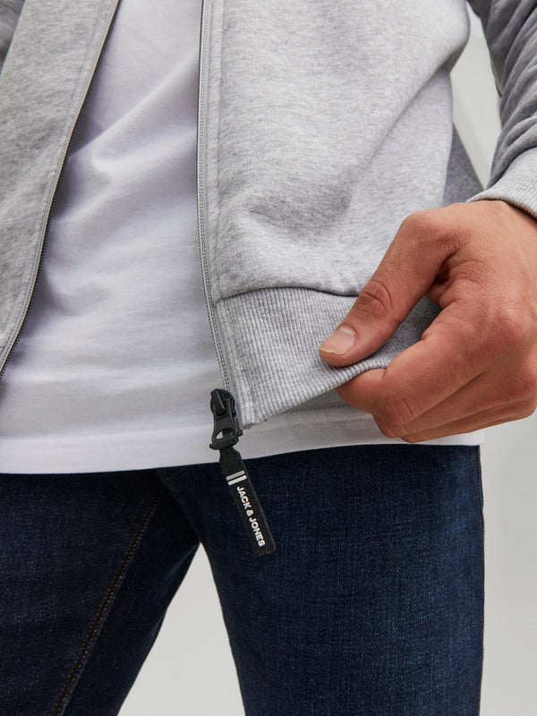 Jack & Jones Logan High Neck Full Zip Sweat-LIGHT GREY - Borderland Muff
