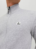Jack & Jones Logan High Neck Full Zip Sweat-LIGHT GREY - Borderland Muff