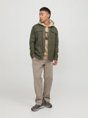 Jack & Jones Darren Melange Lined Overshirt-OLIVE - Borderland Muff