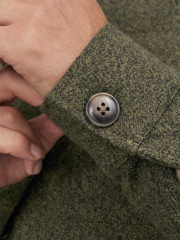 Jack & Jones Darren Melange Lined Overshirt-OLIVE - Borderland Muff