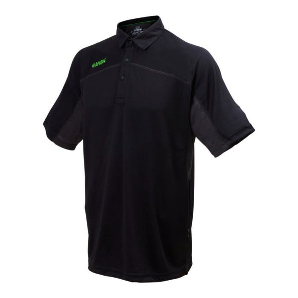Apache Mens Langley Stretch Work Polo Short Sleeve-BLACK GREY - Borderland Muff