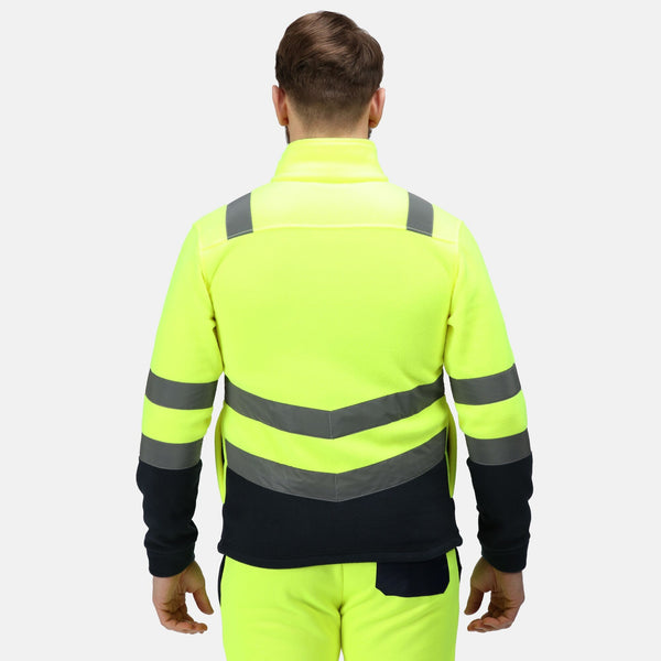 Regatta Pro Hi Vis 250 Anti-pull Full Zip Fleece-HIVIZ YELNVY - Borderland Muff