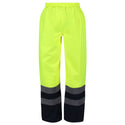 Regatta Pro Hi Vis Waterproof Breathable Windproof Overtrousers-HIVIZ YELNVY - Borderland Muff
