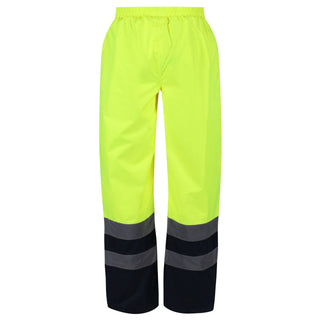 Regatta Pro Hi Vis Waterproof Breathable Windproof Overtrousers-HIVIZ YELNVY - Borderland Muff