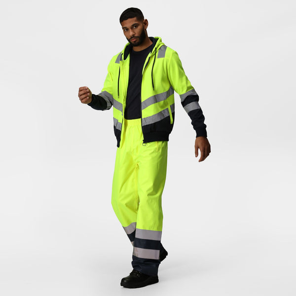 Regatta Pro Hi Vis Waterproof Breathable Windproof Overtrousers-HIVIZ YELNVY - Borderland Muff