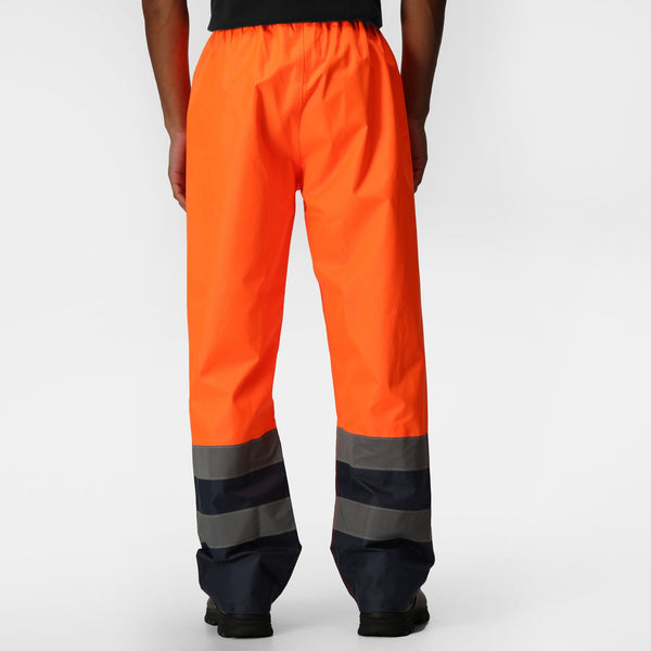 Regatta Pro Hi Vis Waterproof Breathable Windproof Overtrousers-HIVIZ ORANVY - Borderland Muff