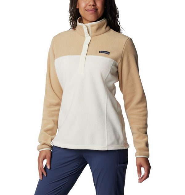 Columbia Ladies Benton Springs 1/2 Snap Pullover Fleece -CHALK - Borderland Muff